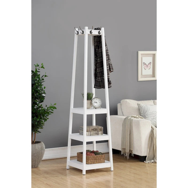 Appendiabiti da terra con ripiano contenitore a 3 livelli Vassen di Roundhill Furniture