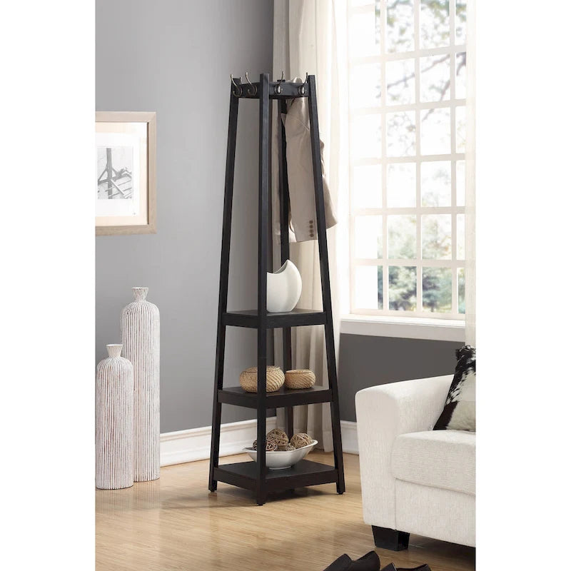 Appendiabiti da terra con ripiano contenitore a 3 livelli Vassen di Roundhill Furniture