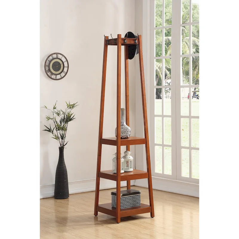 Appendiabiti da terra con ripiano contenitore a 3 livelli Vassen di Roundhill Furniture
