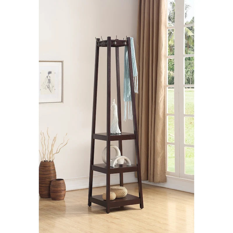 Appendiabiti da terra con ripiano contenitore a 3 livelli Vassen di Roundhill Furniture