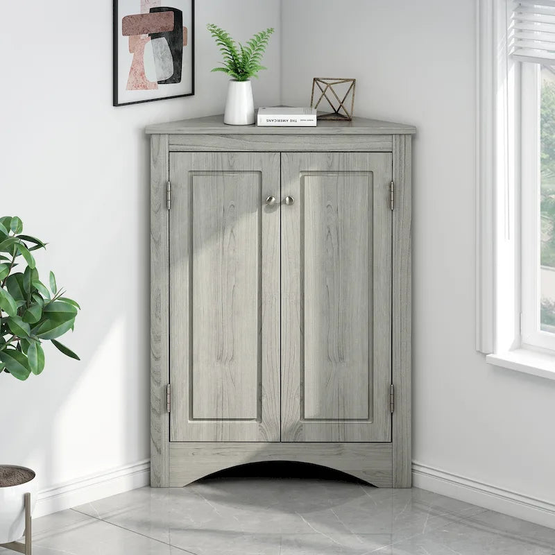 Mobiletto angolare triangolare da cucina e bagno con ripiani regolabili