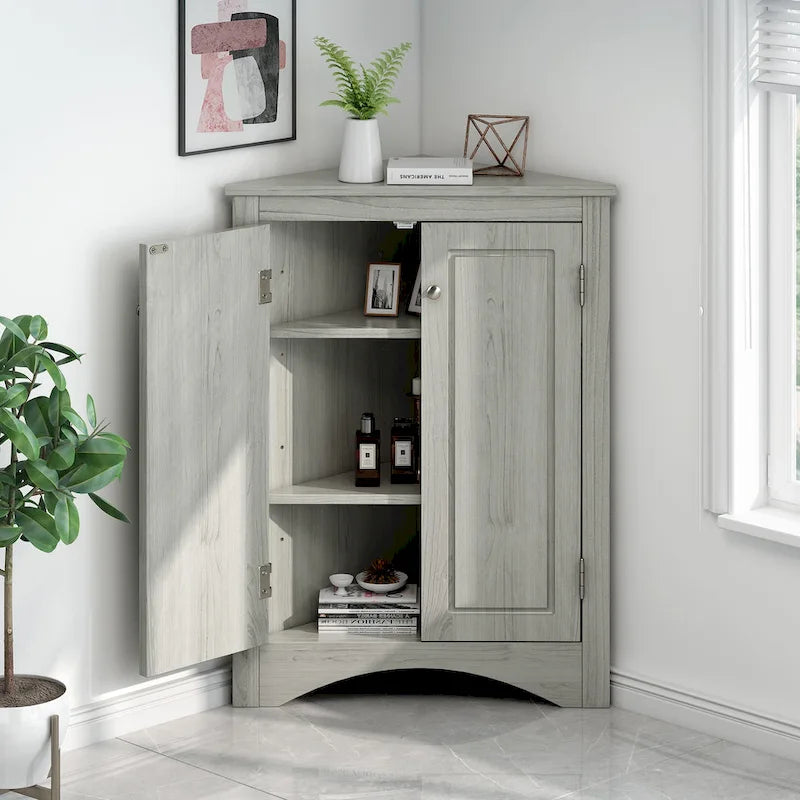 Mobiletto angolare triangolare da cucina e bagno con ripiani regolabili