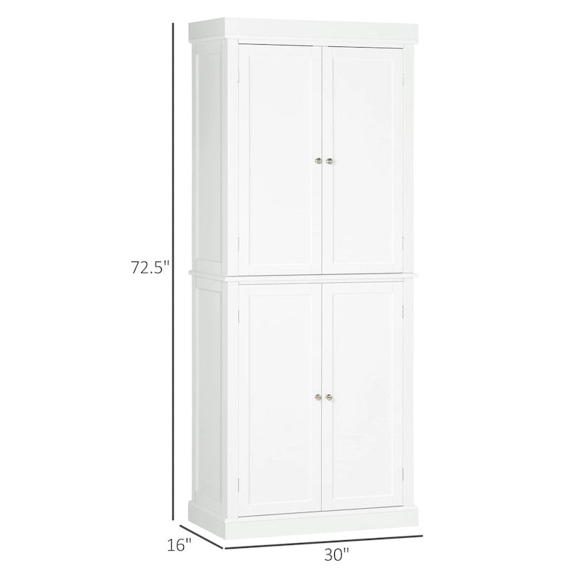HOMCOM Freestanding Modern 4 Door Kitchen Pantry, Storage Cabinet Organizer with 6-Tier Shelves, and 4 Adjustable Shelves