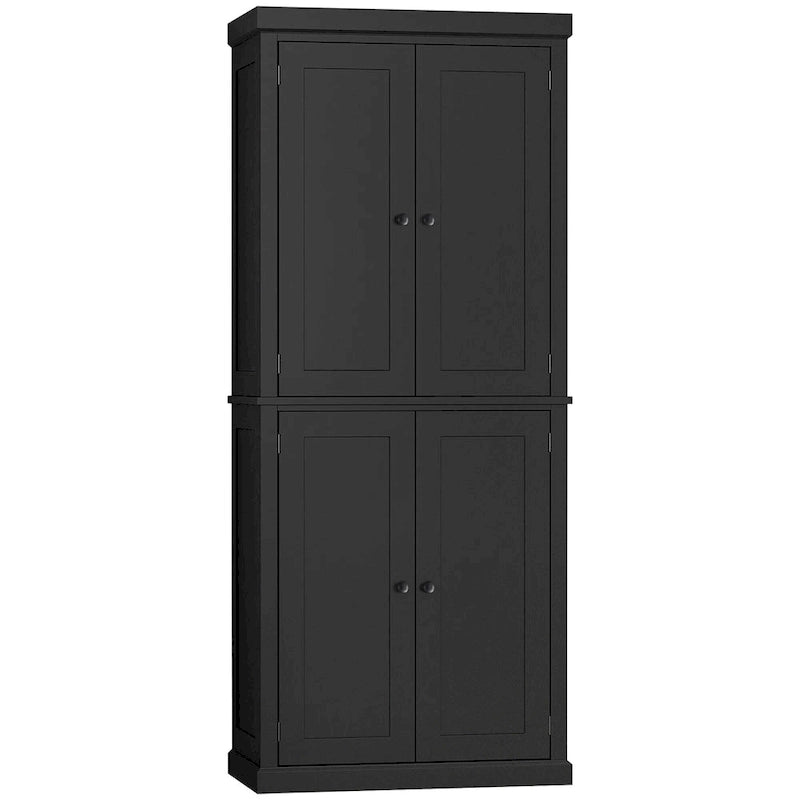 HOMCOM Freestanding Modern 4 Door Kitchen Pantry, Storage Cabinet Organizer with 6-Tier Shelves, and 4 Adjustable Shelves