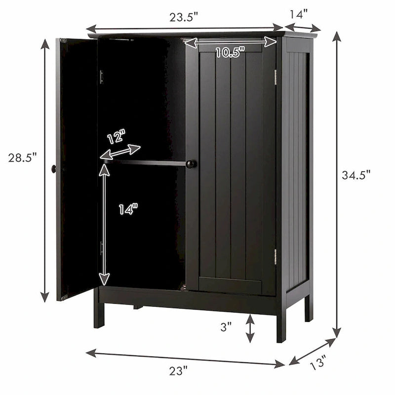 Meuble de rangement de salle de bains à deux portes, meuble à chaussures en bois au sol