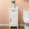 White with Black Hardware MDF Wood 1-Door and 1-Drawer Storage Cabinet - 32.1 H - 32.1 H x 15.1 W x 11.8 D