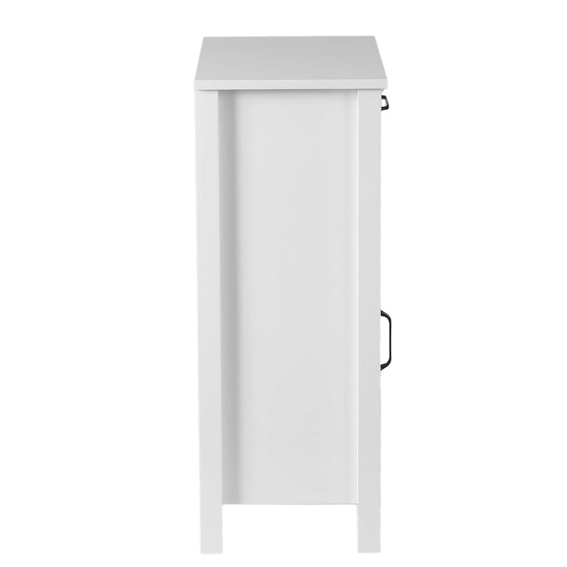 White with Black Hardware MDF Wood 1-Door and 1-Drawer Storage Cabinet - 32.1 H - 32.1 H x 15.1 W x 11.8 D