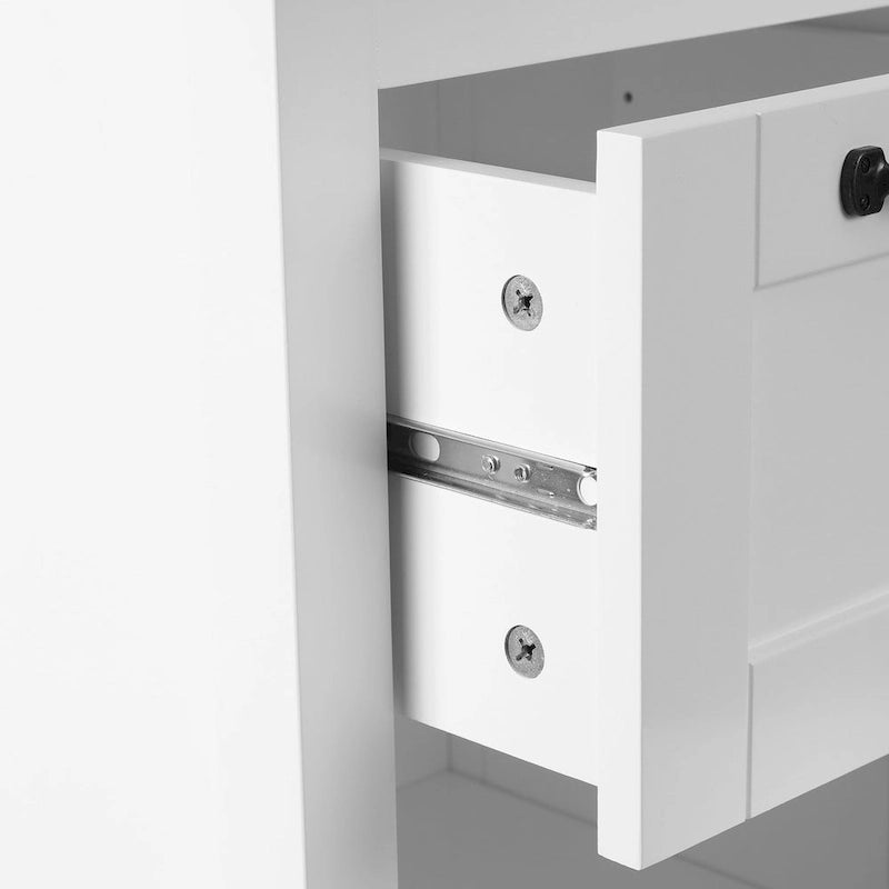 White with Black Hardware MDF Wood 1-Door and 1-Drawer Storage Cabinet - 32.1 H - 32.1 H x 15.1 W x 11.8 D