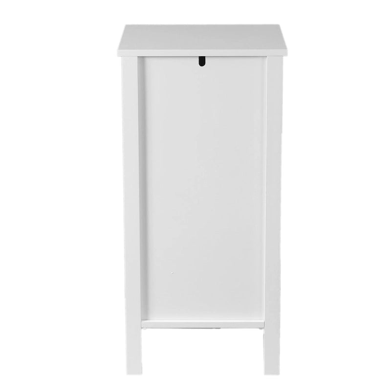 White with Black Hardware MDF Wood 1-Door and 1-Drawer Storage Cabinet - 32.1 H - 32.1 H x 15.1 W x 11.8 D