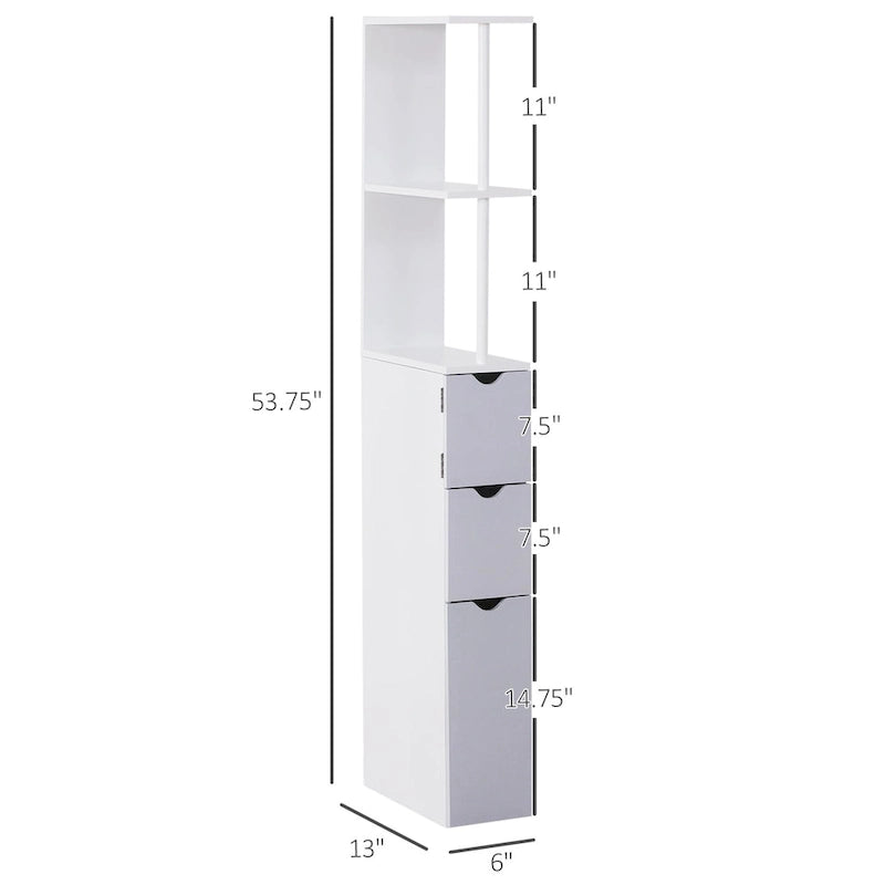 Meuble colonne de rangement pour salle de bains - 6 W x 13 D x 55.25 H