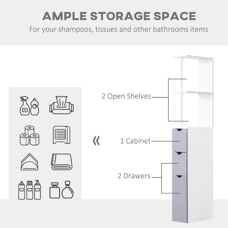 Meuble colonne de rangement pour salle de bains - 6 W x 13 D x 55.25 H