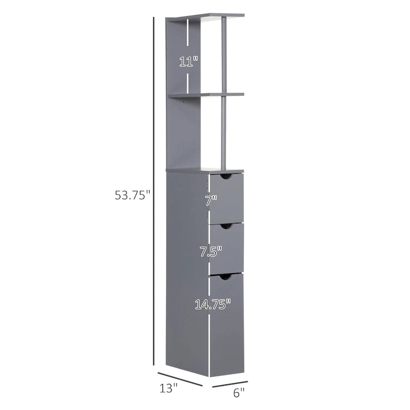 Meuble colonne de rangement pour salle de bains - 6 W x 13 D x 55.25 H