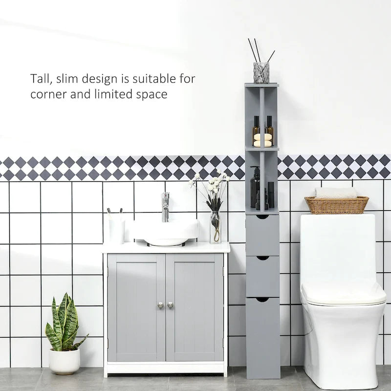 Meuble colonne de rangement pour salle de bains - 6 W x 13 D x 55.25 H