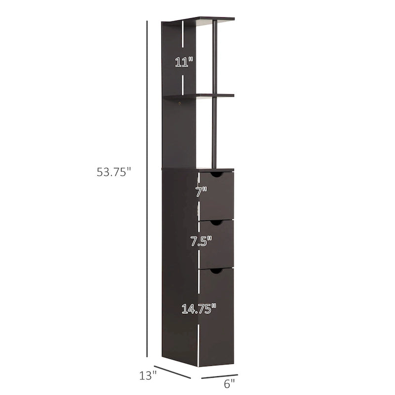 Meuble colonne de rangement pour salle de bains - 6 W x 13 D x 55.25 H