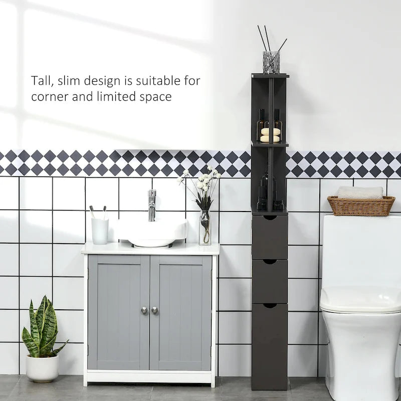 Meuble colonne de rangement pour salle de bains - 6 W x 13 D x 55.25 H