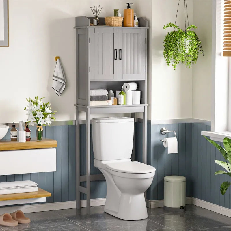 VEIKOUS badkameropbergkast boven het toilet met deuren, planken en organizer