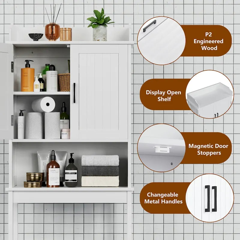 VEIKOUS badkameropbergkast boven het toilet met deuren, planken en organizer