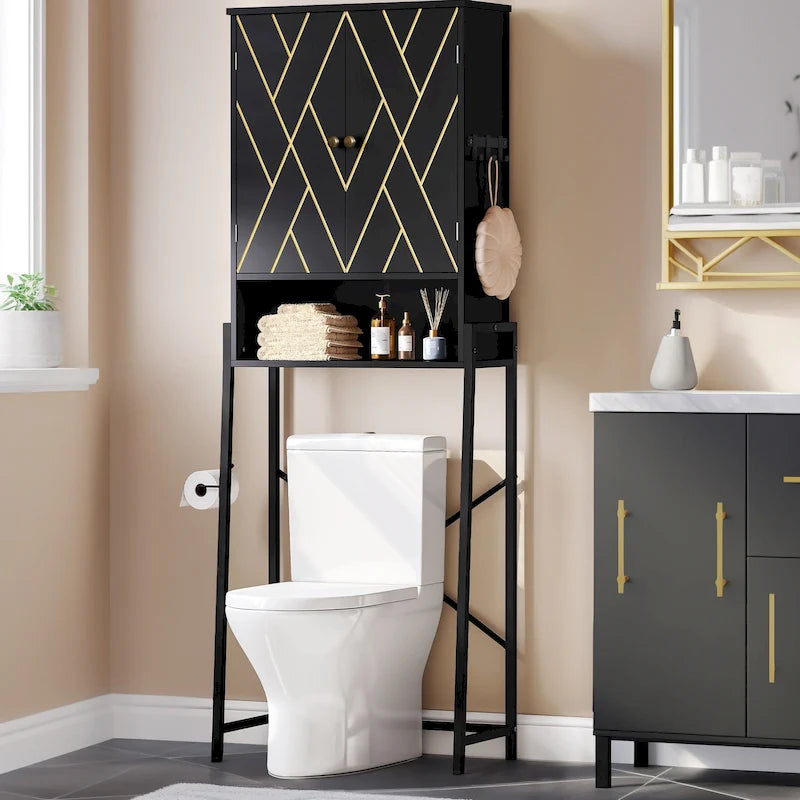 Moasis 67 hohes Toilettenregal zur Aufbewahrung über der Toilette mit Metallbasis