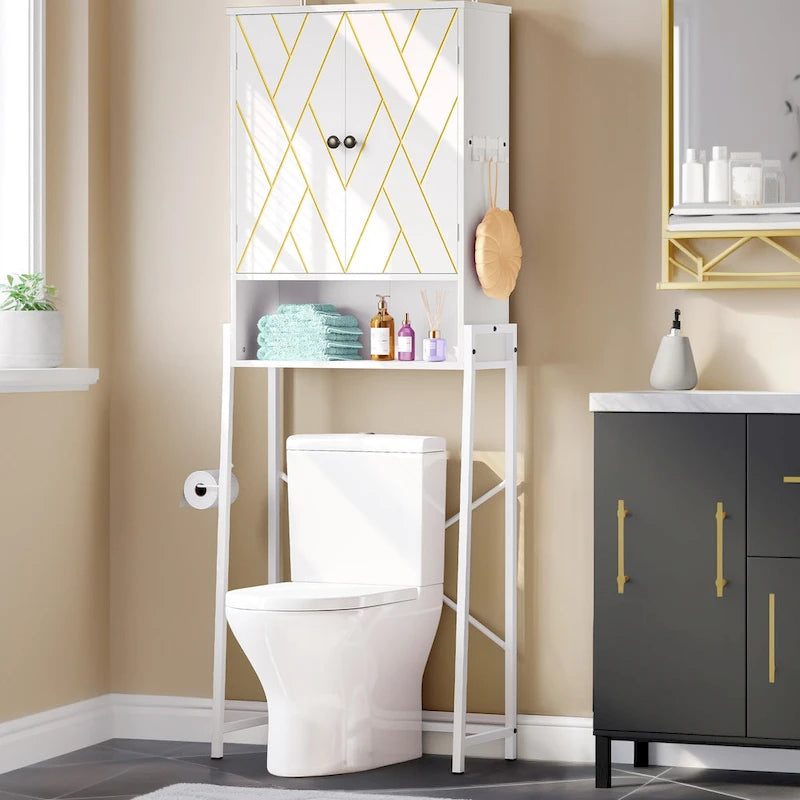 Moasis 67 hohes Toilettenregal zur Aufbewahrung über der Toilette mit Metallbasis
