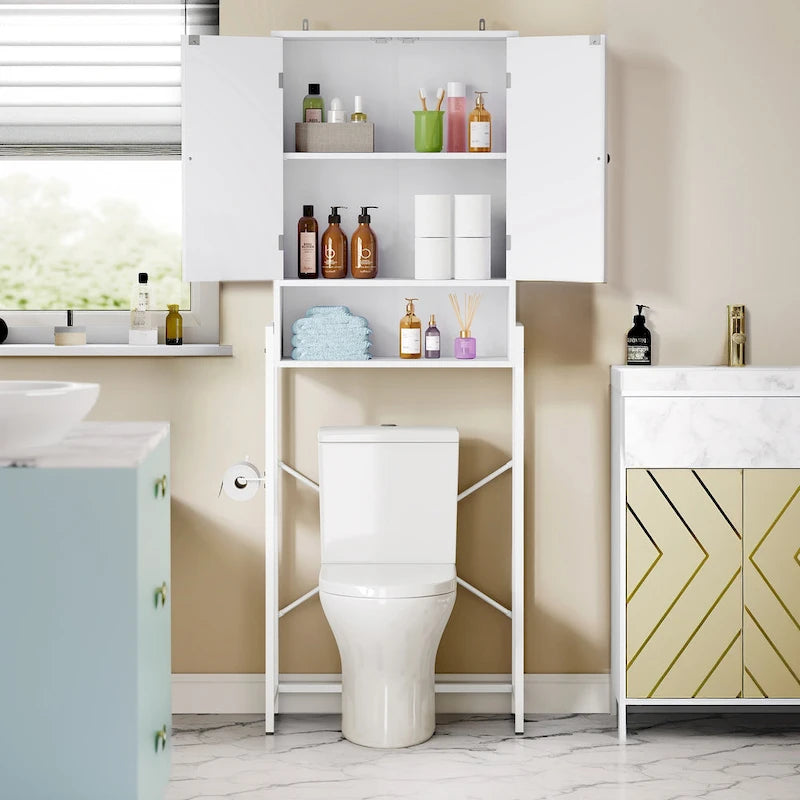 Moasis 67 hohes Toilettenregal zur Aufbewahrung über der Toilette mit Metallbasis
