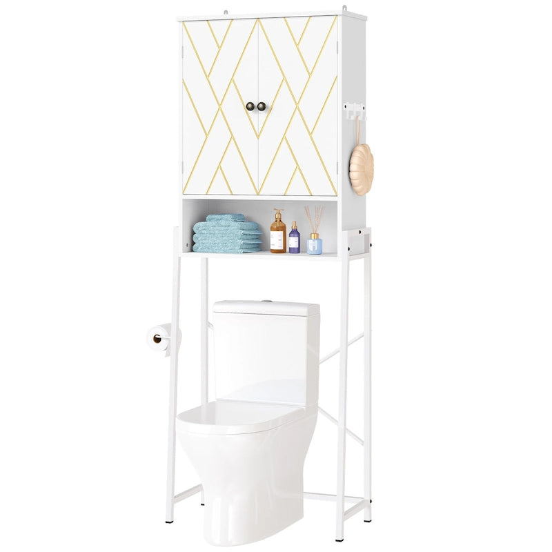 Moasis 67 hohes Toilettenregal zur Aufbewahrung über der Toilette mit Metallbasis