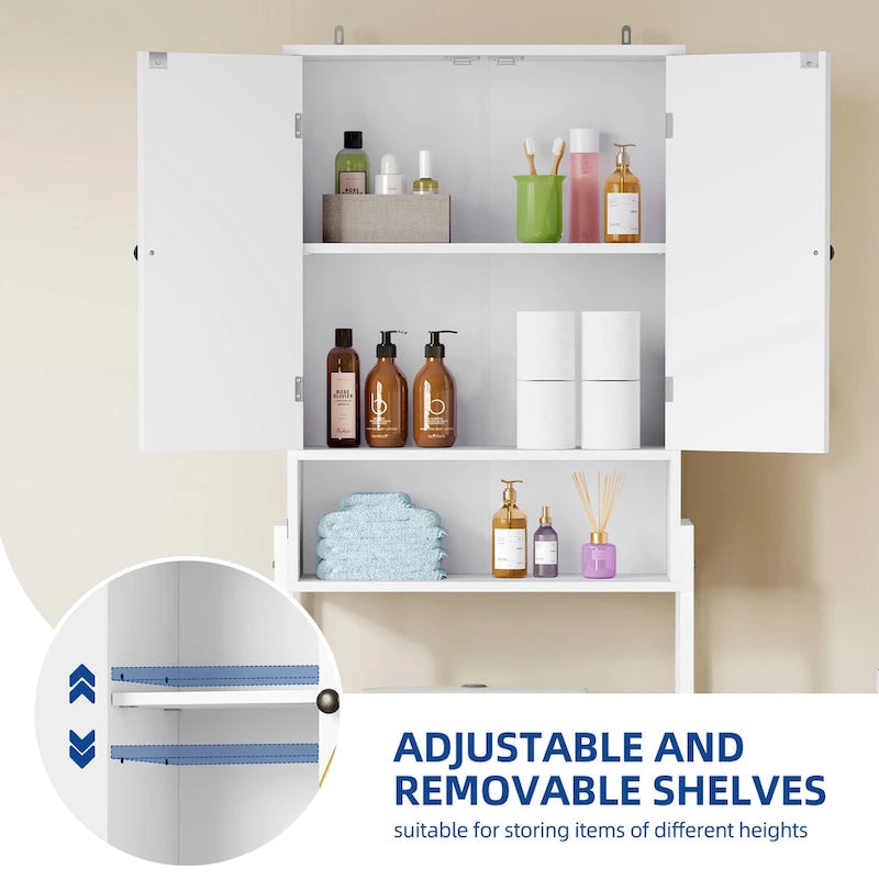 Moasis 67 hohes Toilettenregal zur Aufbewahrung über der Toilette mit Metallbasis