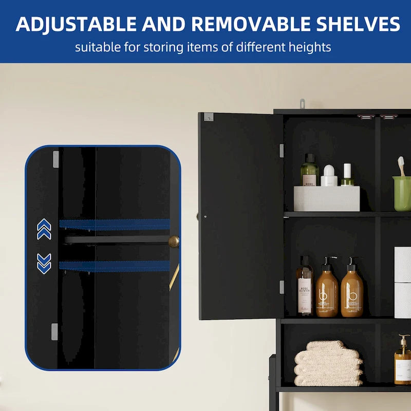 Moasis 67 hohes Toilettenregal zur Aufbewahrung über der Toilette mit Metallbasis