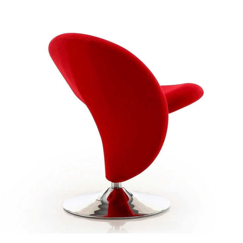 Poltrona girevole d'accento Manhattan Comfort Curl in misto lana e cromo (set da 2)