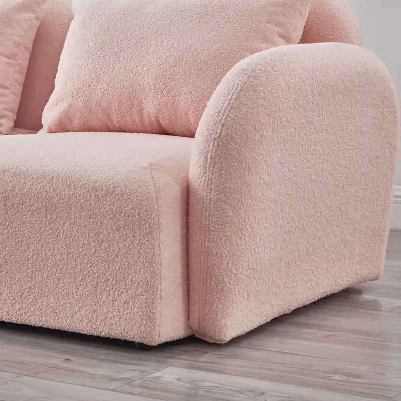 Woonkamermeubel driezits relaxbank van teddy-stof, wit