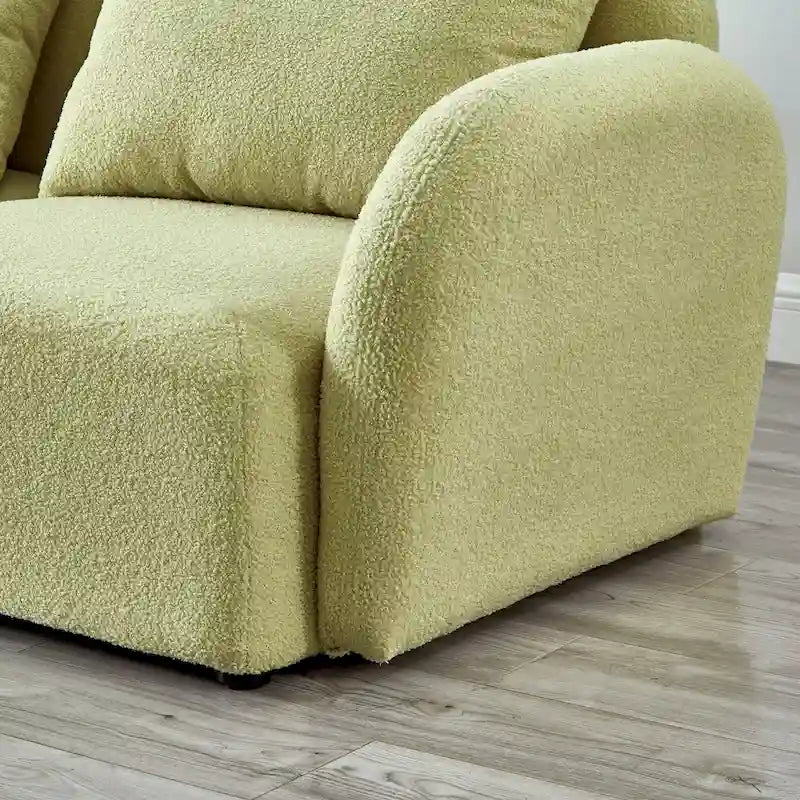 Woonkamermeubel driezits relaxbank van teddy-stof, wit