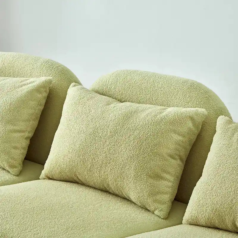 Woonkamermeubel driezits relaxbank van teddy-stof, wit