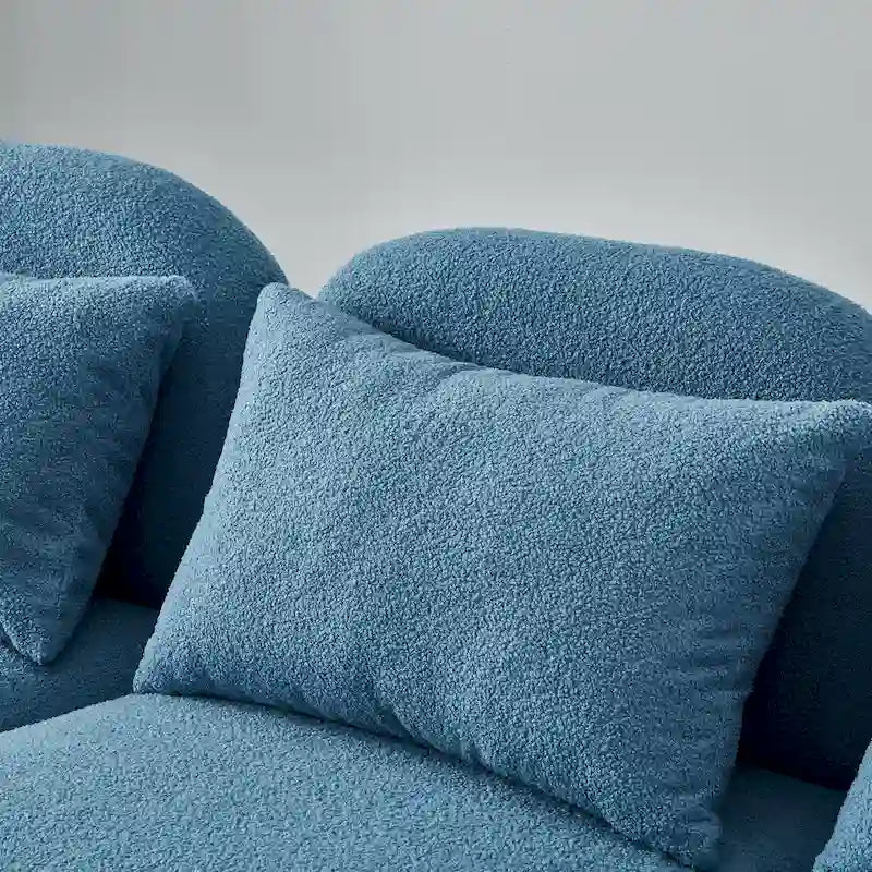 Woonkamermeubel driezits relaxbank van teddy-stof, wit