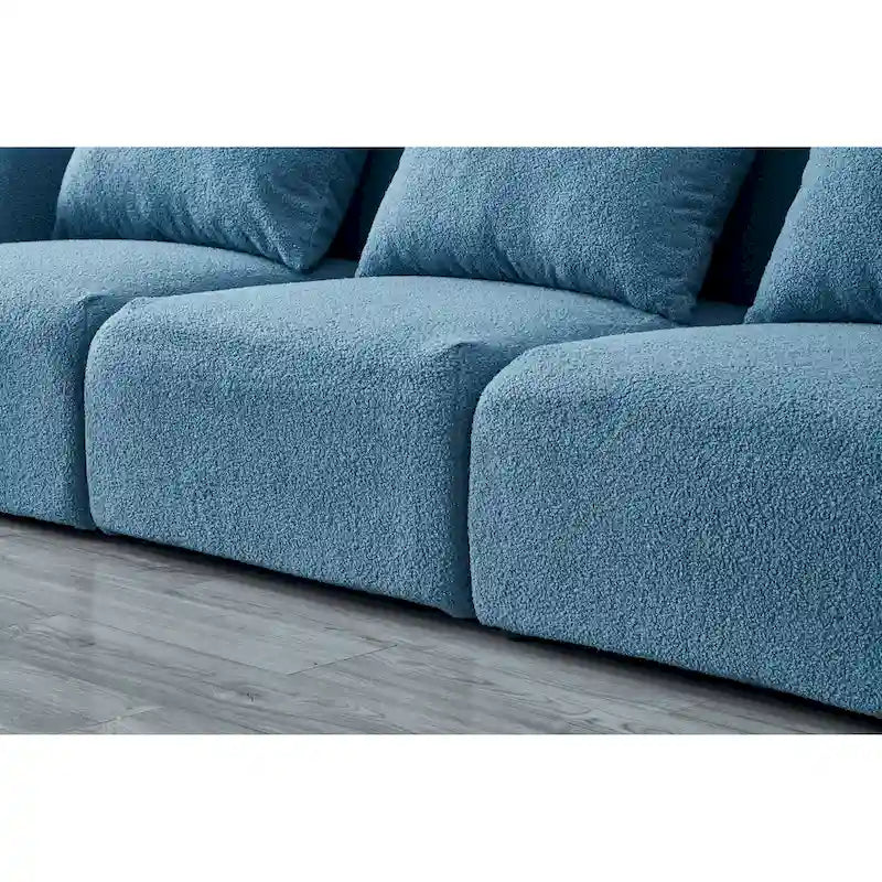 Woonkamermeubel driezits relaxbank van teddy-stof, wit