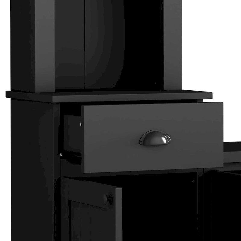 Entertainment Unit with Bridge, TV Stand with Adjustable Shelves for TVs Up to 75, Two Media Consoles