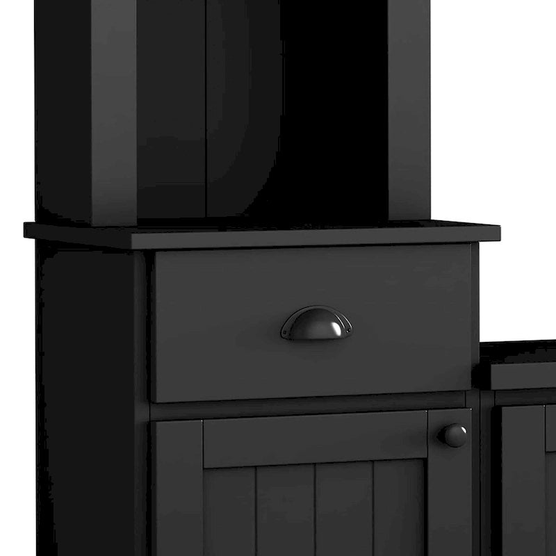 Entertainment Unit with Bridge, TV Stand with Adjustable Shelves for TVs Up to 75, Two Media Consoles