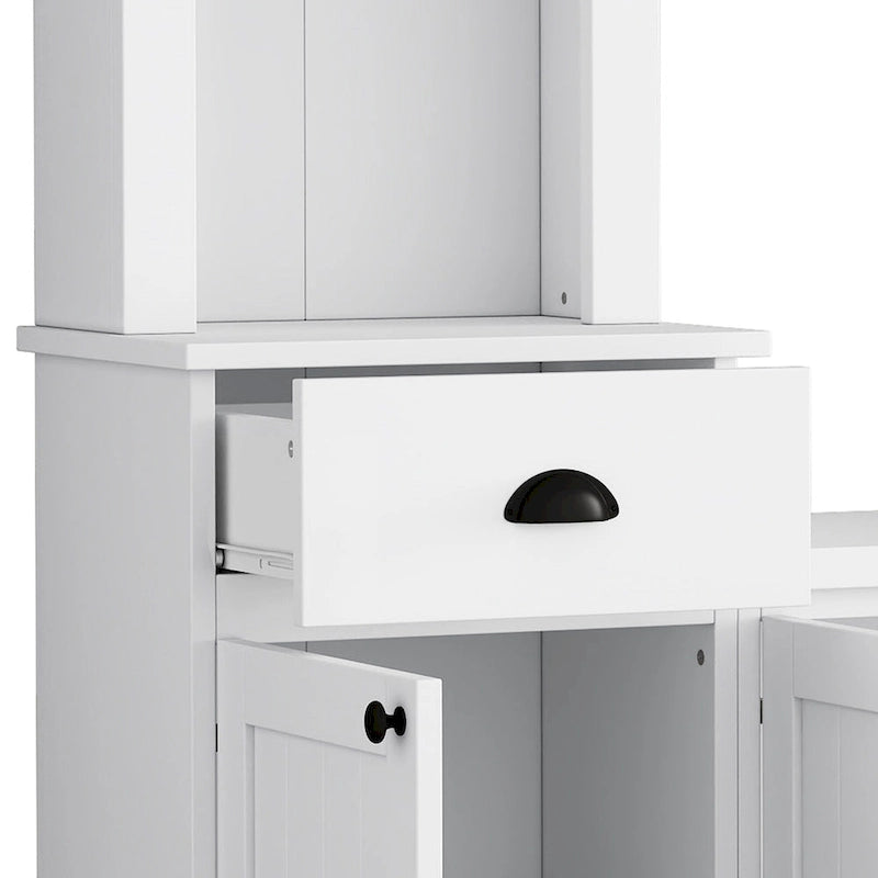 Entertainment Unit with Bridge, TV Stand with Adjustable Shelves for TVs Up to 75, Two Media Consoles