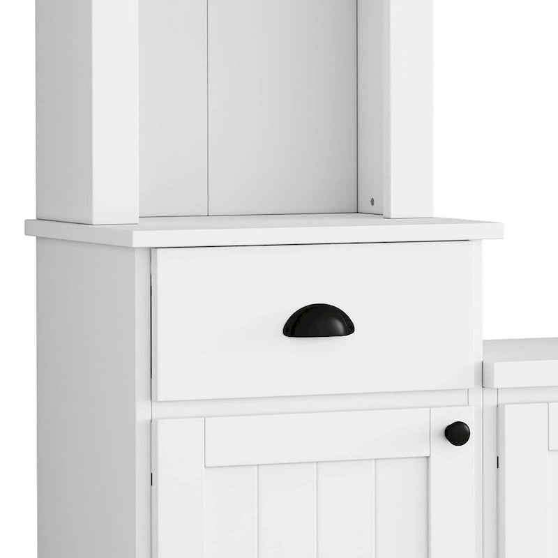 Entertainment Unit with Bridge, TV Stand with Adjustable Shelves for TVs Up to 75, Two Media Consoles