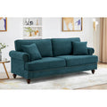 Modern Sofa for Living Room, 82 Green Chenille Sofa Couch, Sectional Love Seat Couch with Brown Legs, Upholstered Sofa for Apar