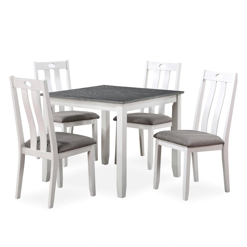 Set da pranzo quadrato bianco Badia Transitional da 5 pezzi di Furniture of America