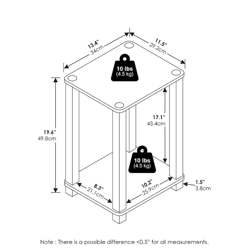 Furinno Simplistic Beistelltisch, klein, 2er-Set