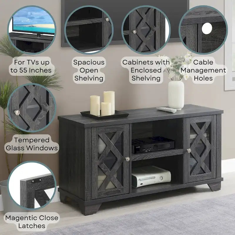 Convenience Concepts Gateway Fernsehschrank mit Stauraumschränken und Regalen für Fernseher bis 55 Zoll