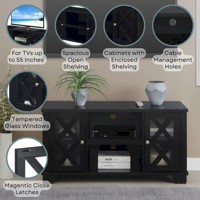 Convenience Concepts Gateway Fernsehschrank mit Stauraumschränken und Regalen für Fernseher bis 55 Zoll