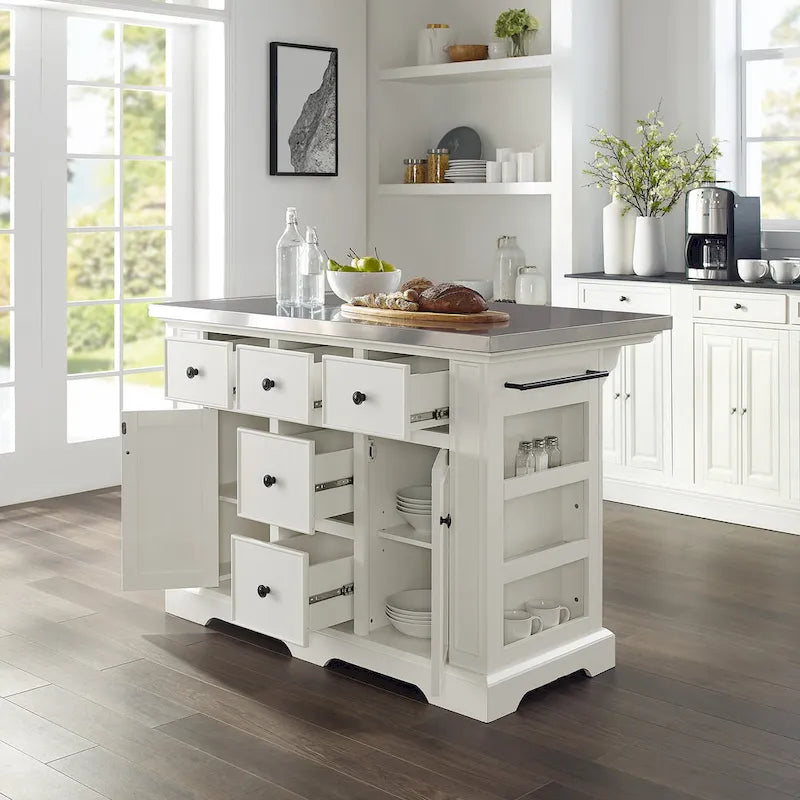 Crosley Julia Kücheninsel mit Edelstahlplatte – 50 W x32 D x 36 H