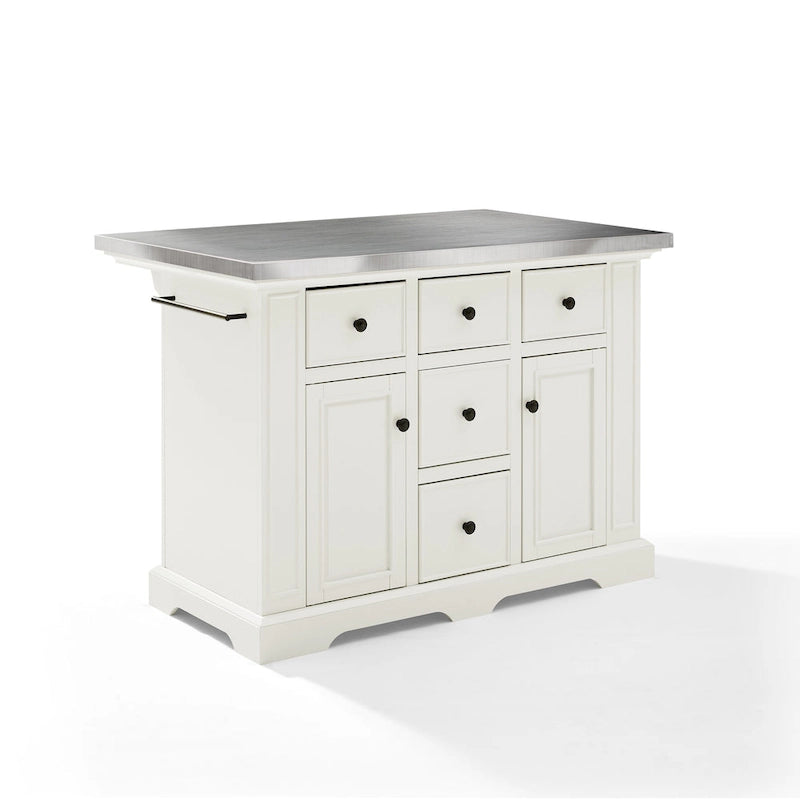 Crosley Julia Kücheninsel mit Edelstahlplatte – 50 W x32 D x 36 H