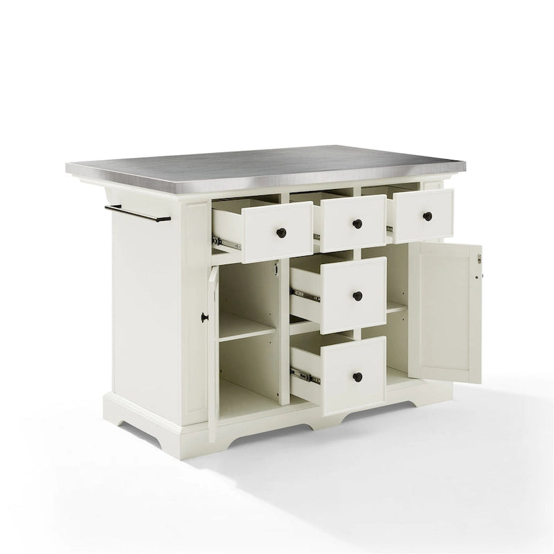 Crosley Julia Kücheninsel mit Edelstahlplatte – 50 W x32 D x 36 H