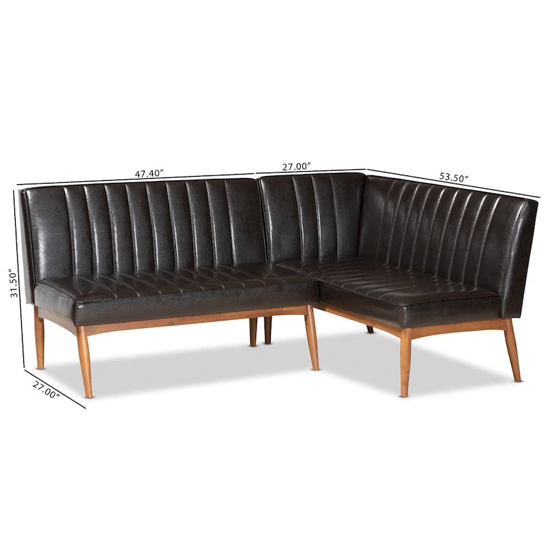 2-teilige Essnischen-Bankettgarnitur Daymond im modernen Mid-Century-Stil