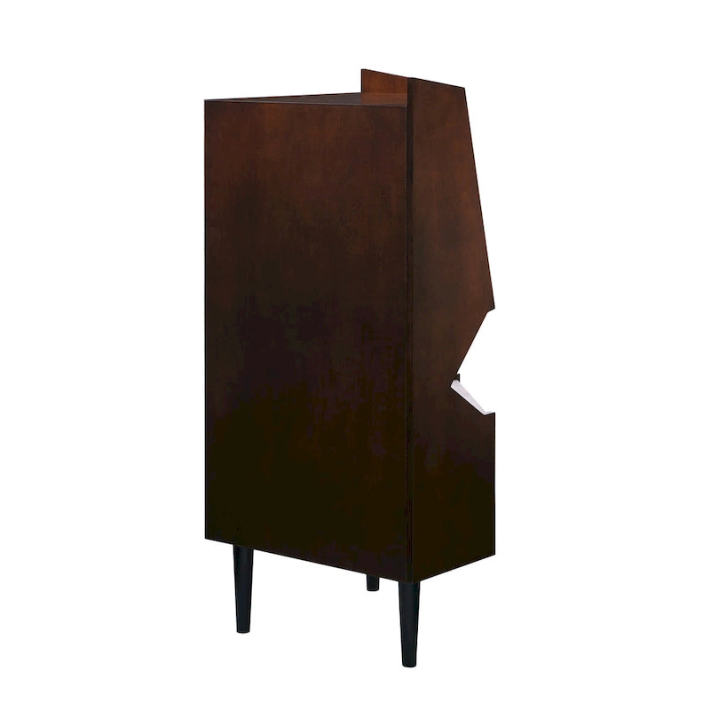 SEI Furniture Haramsoya Dark Tobacco Geometric Corner Bar Cabinet