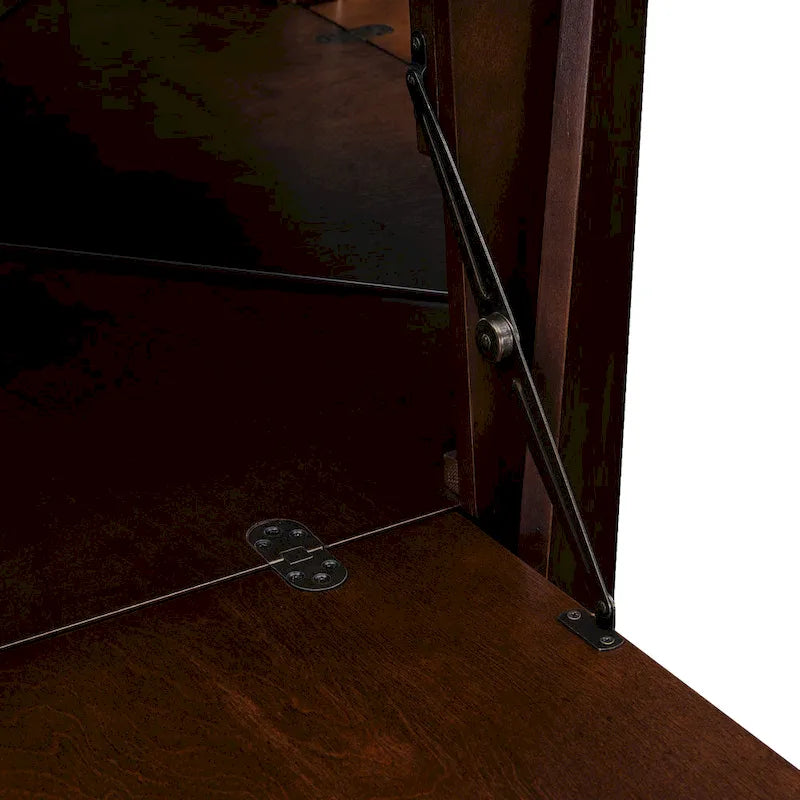 SEI Furniture Haramsoya Dark Tobacco Geometric Corner Bar Cabinet