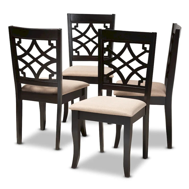 Modernes und zeitgenössisches 4-teiliges Esszimmerstuhlset aus Stoff