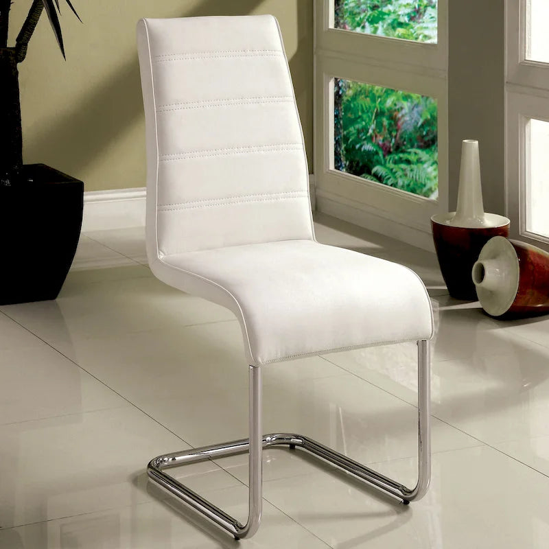 Benton modernes 7-teiliges Esszimmerset mit weißer Glasplatte von Furniture of America